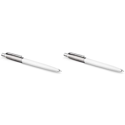 PARKER Jotter Originals Ballpoint Pen, Classic White Finish, Medium Point, Blue Ink (Pack of 2)