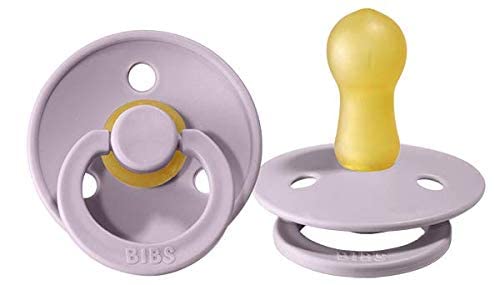 BIBS Colour Soother 2-Pack, BPA Free Dummy Pacifier, Symmetrical Nipple. Natural Rubber Latex, Made in Denmark, Size 2 (6-18 Months), Dusky Lilac