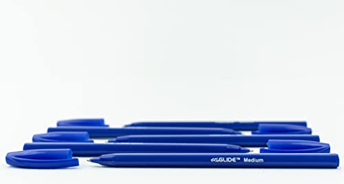 Eziglide Ballpoint Blue Pens, Pack of 50 Ballpoint Pens, Smooth Writing Action - Medium Point Nib (1.0mm) Blue Pen Multipack, Ball Point Pens; Ideal
