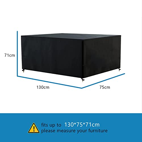 AWNIC Garden Furniture Cover Waterproof for Coffee Table Set, 420D Oxford, Patio Outdoor Table Covers Rectangular Black (130 * 75 * 71cm)
