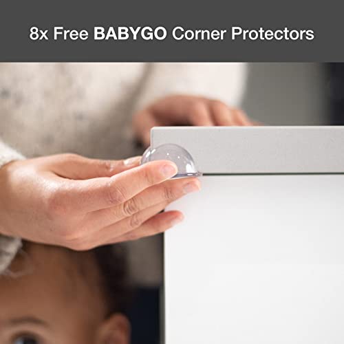 BABYGO? Magnetic Child Safety Cupboard Locks for Children [10 Locks, 2 Keys & 8 Free Corner Protectors] Baby Proofing Kitchen Cabinets & Drawers Easy