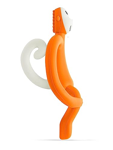 Matchstick Monkey, Original Teether & Gel Applicator, Silicone, Easy To Grip, BPA Free, 3 Months Old+, 10.5 cm, Orange Monkey