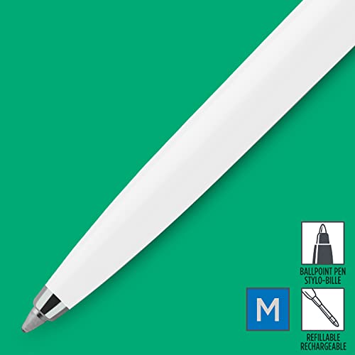 PARKER Jotter Originals Ballpoint Pen, Classic White Finish, Medium Point, Blue Ink (Pack of 2)