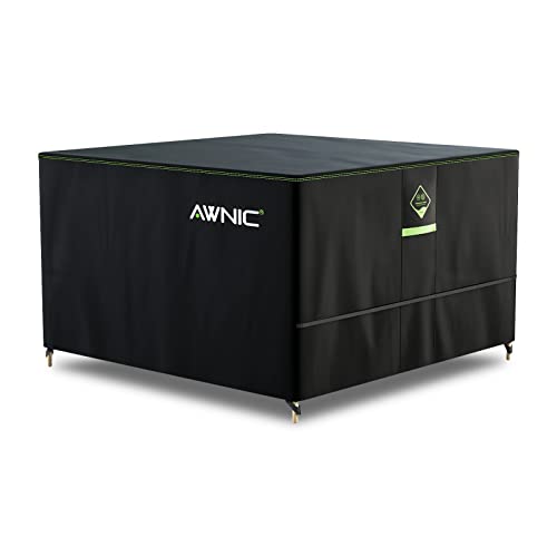 AWNIC Garden Furniture Cover Waterproof with Hooks Heavy Duty 420D Oxford, Windproof Anti-UV Outdoor Patio Table Covers with Air Vent, Cube Square
