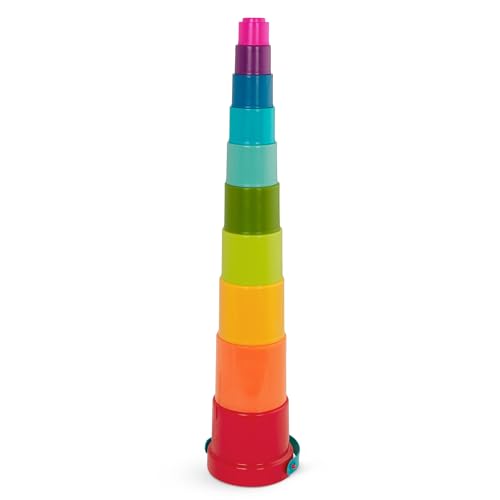 Battat BT4711Z 10 pcs ? Plastic Nesting Bucket with Carry Handle ? Water & Sand ? Colourful Toy Set for Toddlers ? Stack Up Cups ? 18 Months +,