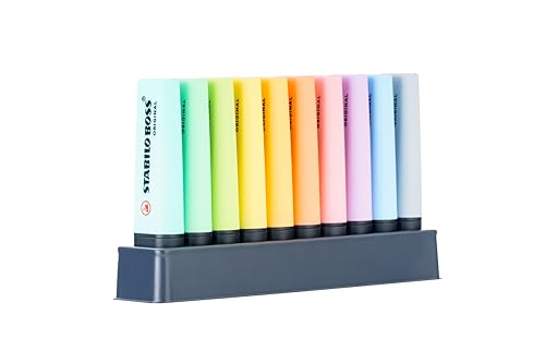 Highlighter - STABILO BOSS ORIGINAL Pastel - Deskset of 10 - Assorted Colours