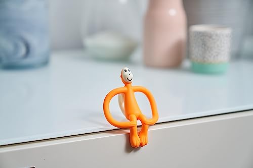 Matchstick Monkey, Original Teether & Gel Applicator, Silicone, Easy To Grip, BPA Free, 3 Months Old+, 10.5 cm, Orange Monkey