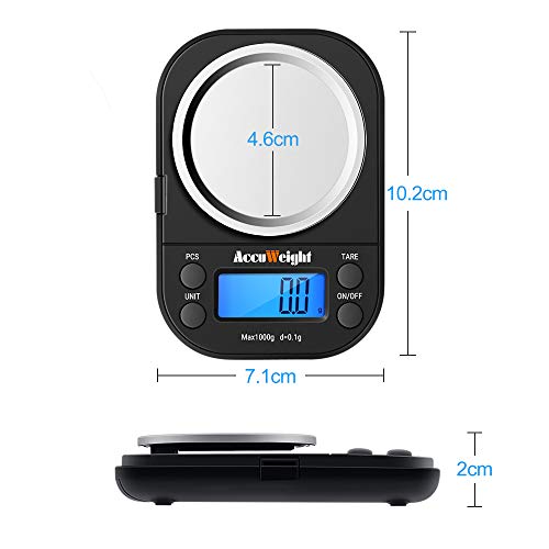 ACCUWEIGHT 255 Digital Scales Pocket Jewelry Scale Portable Mini Electronic Weighting Multifunctional Precision Gram Scale with Backlight LCD Display,