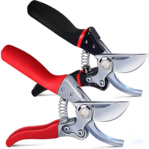 2 Pack Secateurs & Pruning Scissors, Professional Garden Secateurs, Sharp SK-5 Steel Blade, Strong & Anti-rust Pruning Shears, Anti-slip Handle, Plant