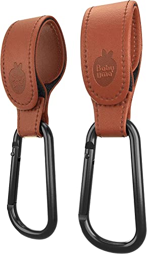 Baby Uma Leather-Style Buggy Clips - 2-Pack of Universal Pram Clips, Non-Slip Buggy Accessories, Carry up to 5 kg per Buggy Clip, Pram Hooks for Bags,
