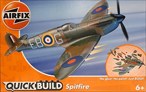 Airfix QUICKBUILD Spitfire Aircraft Model Kit - Construction Toys for 6+ Year Old Boys - Airplane Starter Kit for Kids - Easy Build Model with No Glue