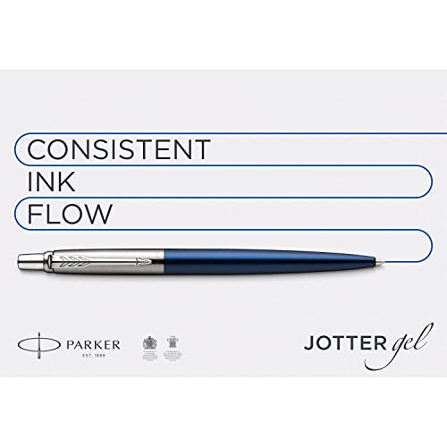 Parker Jotter Gel Pen | Stainless Steel with Chrome Trim | Medium Point Black Ink (0.7 mm)