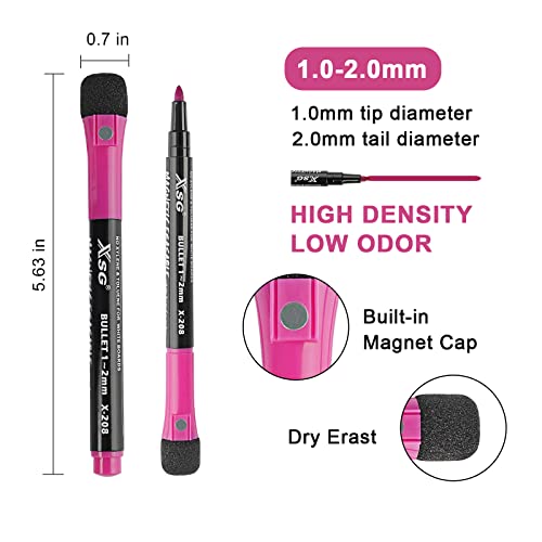 ABEIER whiteboard markers whiteboard pens:12 Magnetic Whiteboard Pens and Eraser set, 12 Colors Fine Tip Whiteboard Markers, Low-Odor, Non-Toxic Fine