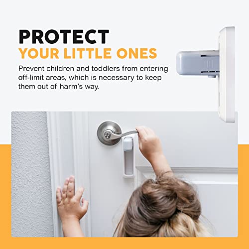 BeeGo? Child Door Handle Lock | Safety Lever Locks for Children and Pets | Baby Proofing | Extra Strong 3M VHB Self Adhesive Pads | No Screws or