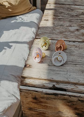 BIBS Colour Soother 2-Pack, BPA Free Dummy Pacifier, Round Nipple. Natural Rubber Latex, Made in Denmark, Size 2 (6-18 Months), Dusty Pink/Elderberry