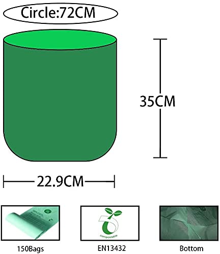 150 Bags Compost Bin Liners 6L 8L 10L 30L Kitchen Waste Bags 100% Biodegradable Bags with EN13432 Certification (6L)