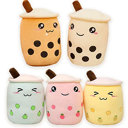 Amozo Cute Cartoon Boba Milk Tea Soft Plush Doll, Giant Boba Bubble Plushie Stuffed Tea Cup Pillow Gift Toys(Coffee,24cm)