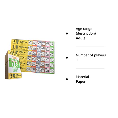 750 BOOKS 6 PAGE GAME STRIPS OF 6 TV JUMBO BINGO TICKET SHEET BIG BOLD NUMBERS