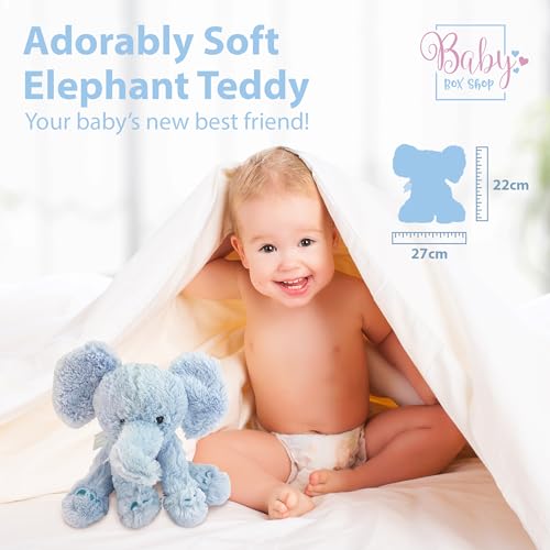 Baby Box Shop - Blue Elephant Teddy, Cuddly Toy for Babies, Baby Teddy, Stuffed Animal, Soft Toys for Babies, Blue Teddy Elephant, Plush Teddy