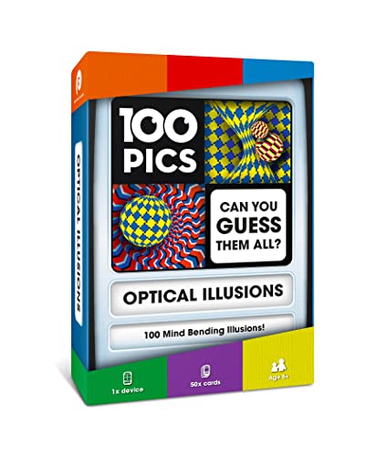 100 PICS Optical Illusions Travel Game - Try 100 Illusions | Flash Cards with Slide Reveal Case | Card Game, Gift, Stocking Filler | Hours of Fun for