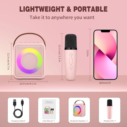 Ankuka Karaoke Toys for Kids & Adults with 1 Microphones, Portable Karaoke Machine with LED Light and Voice Changing Effects, Gifts for Age 3-18 Kids