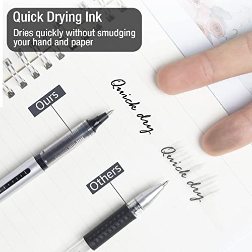 APOGO Rollerball Pens Black Ink, 16 Pack Pens Multipack 0.5mm Black Gel Pens, Quick-Drying Ink Pens, Writing Pens for Note Taking, Sketch, Bullet