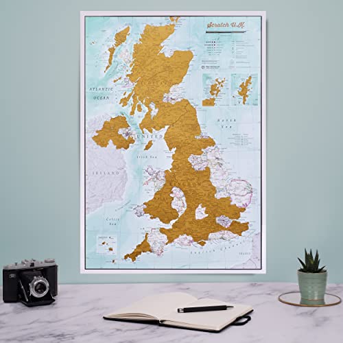 UK Map Poster- United Kingdom Scratch Off Print - Most Detailed - Camper Van Accessories - Maps International - 59 x 42 cm