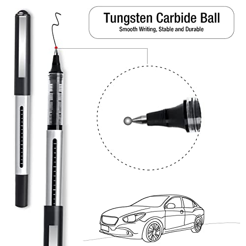 APOGO Rollerball Pens Black Ink, 16 Pack Pens Multipack 0.5mm Black Gel Pens, Quick-Drying Ink Pens, Writing Pens for Note Taking, Sketch, Bullet