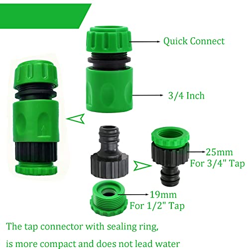 10Pack Garden Hose Pipe Fittings Kit for Outdoor tap&Join Hose Pipe Tube(2 Double Male Snap Connector,6 Hose End Quick Connector,2 Hose Tap Connector