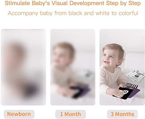 beiens 80 PCs High Contrast Baby Flashcard, 160 Page Black White Colorful Visual Stimulation Learning Activity Card for Babies Ages 0-3-6-12-36 Months