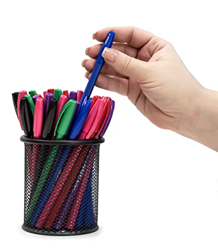 Eziglide Ballpoint Blue Pen, Pack of 100 Ballpoint Pens, Smooth Writing Action-Medium Point 1.0mm Coloured Pens Multipack - Ball Point Pens Ideal Pens