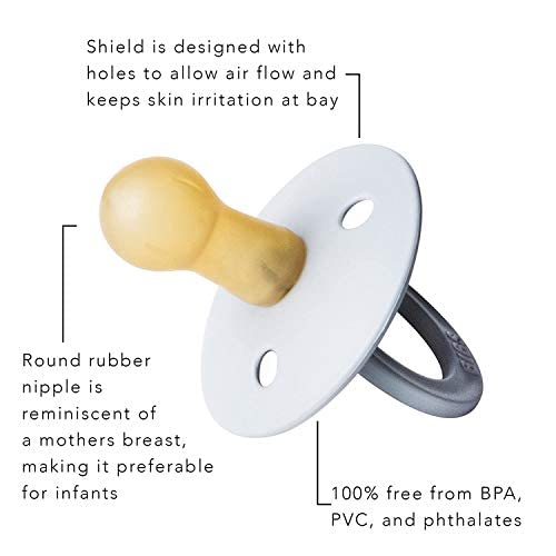 BIBS Colour Soother 2-Pack, BPA Free Dummy Pacifier, Symmetrical Nipple. Natural Rubber Latex, Made in Denmark, Size 2 (6-18 Months), Dusky Lilac