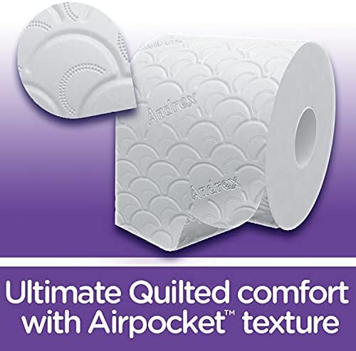 Andrex Supreme Quilts Quilted Toilet Paper - Toilet Roll Pack - 25% Thicker Than Before to Provide Ultimate Quilted Comfort with Unique Air Pocket
