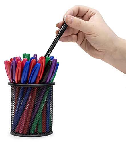 Eziglide Ballpoint Assorted Pen, Pack of 100 Ballpoint Pens, Smooth Writing Action-Medium Point 1.0mm Coloured Pens Multipack - Ball Point Pens Ideal