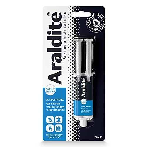 Araldite Standard 2-Part Epoxy Syringe Ultra Strong, Multipurpose & Solvent-Free Adhesive Works as Ceramic, Plastic, Metal, Jewellery & Glass Glue For