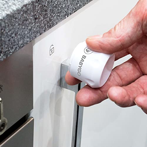BABYGO? Magnetic Child Safety Cupboard Locks for Children [10 Locks, 2 Keys & 8 Free Corner Protectors] Baby Proofing Kitchen Cabinets & Drawers Easy