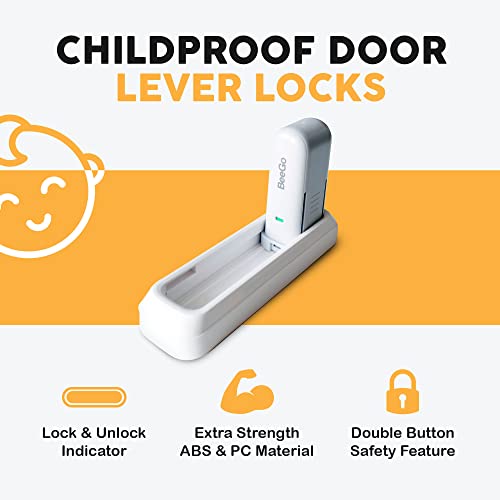 BeeGo? Child Door Handle Lock | Safety Lever Locks for Children and Pets | Baby Proofing | Extra Strong 3M VHB Self Adhesive Pads | No Screws or