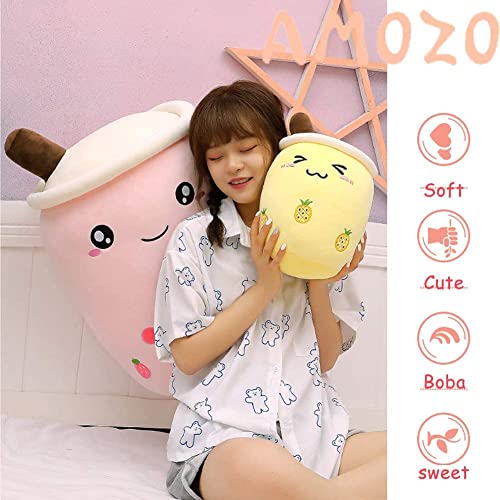 Amozo Cute Cartoon Boba Milk Tea Soft Plush Doll, Giant Boba Bubble Plushie Stuffed Tea Cup Pillow Gift Toys (Green, 50cm)