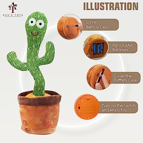 Ava's Toys Dancing Cactus Toy ? Talking Cactus Toy for Boys and Girls ? Singing Cactus Toy Repeat What You Say ? Singing, Dancing, Voice Recording