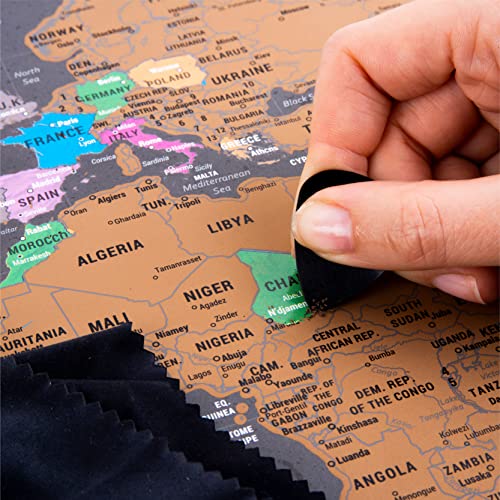 Scratch Off World Map Large 70x42cm | Ultra Detailed World Map Poster - All US States. Scratch Map World Accessories Kit & Gift Tube. Travel Journal