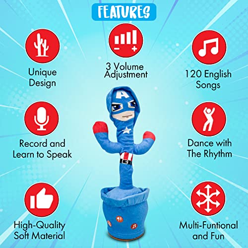 Ava's Toys Dancing Cactus - Plush Toys Singing Cactus Toy,Toys-Baby Toys, Repeat What You Say Talking Cactus,Superhero Toy