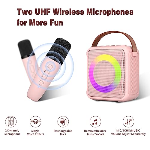 Ankuka Karaoke Toys for Kids & Adults with 2 Microphones, Portable Karaoke Machine with LED Light and Voice Changing Effects, Gifts for Age 3-18 Kids