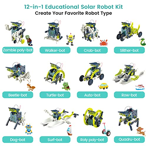 ACELIFE STEM Solar Robot Toy 12-in-1 Educational Science Kit DIY Building Toy Construction Engineering Set for Kids Age 8-12 Boys & Girls Birthday,