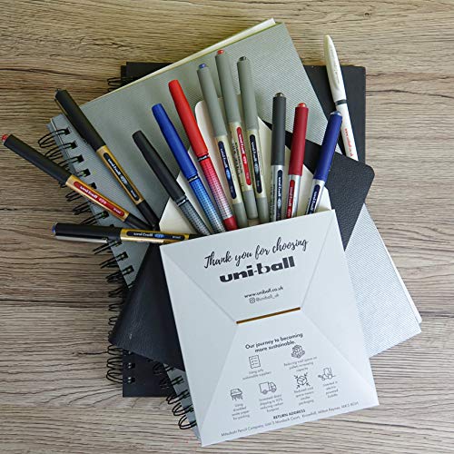 uni-ball Eye Assorted Rollerball Pens. Pack contains 3 x UB-157 Fine, 3 x UB-150-10 Broad, 3 x UB-185 Needle, 3 x UB-150 Micro + 1 x Exclusive Signo