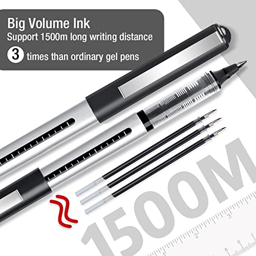 APOGO Rollerball Pens Black Ink, 16 Pack Pens Multipack 0.5mm Black Gel Pens, Quick-Drying Ink Pens, Writing Pens for Note Taking, Sketch, Bullet