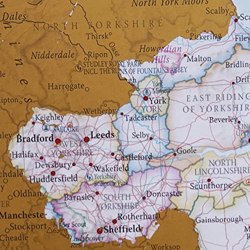 UK Map Poster- United Kingdom Scratch Off Print - Most Detailed - Camper Van Accessories - Maps International - 59 x 42 cm