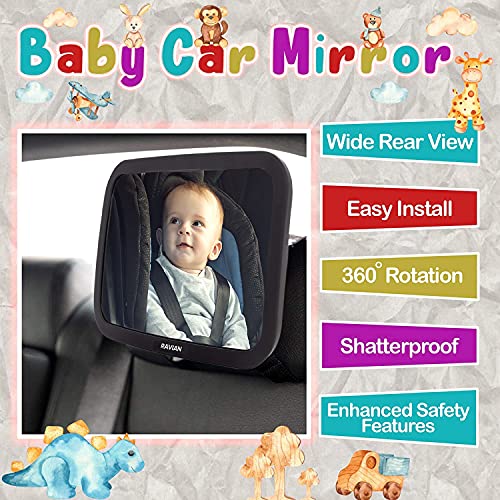 Baby Car Mirror for Back Seat ? Safest Car Seat Mirror with Crystal Clear view, Shatterproof, Adjustable Rear View Mirror to See Rear Facing Infants,