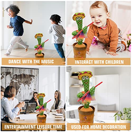 Ava's Toys Dancing Cactus Voice Recorder Baby Toys - Plush Interactive Toy Figures- Talking and Singing Cactus with Led Lights