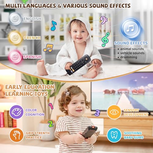 Baby TV Remote Toy - Baby Early Learning Toys, Baby Musical Toys, Toddler Toys with Realistic Play, Lights, and Sounds - Boys Girls Toys Gift for 1 2