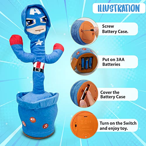 Ava's Toys Dancing Cactus - Plush Toys Singing Cactus Toy,Toys-Baby Toys, Repeat What You Say Talking Cactus,Superhero Toy